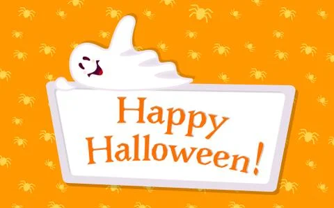 Happy halloween empty banner ghost cartoon vector Stock Illustration