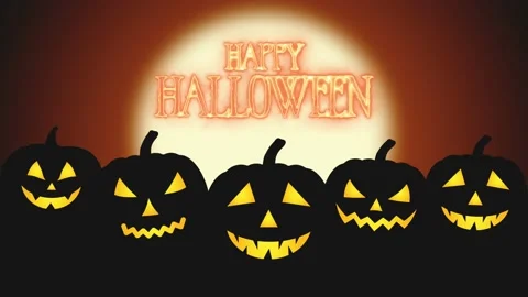 Happy halloween with flickering pumpkins faces  halloween background Stock Footage 209490267