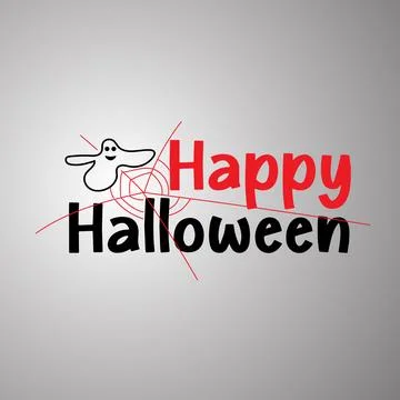 Happy Halloween Ghost Spiderweb - Spooky Celebration Stock Illustration