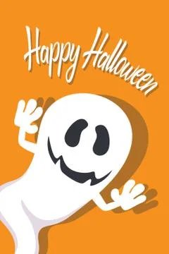Happy Halloween Ghost Vector Design Illustrazione stock