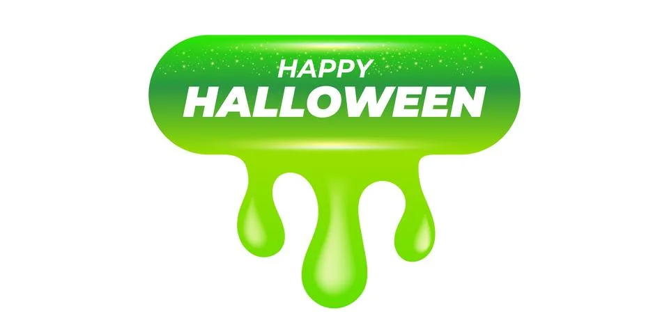 Happy Halloween green web button vector label. Isolated 3D glossy pill Halloween 스톡 일러스트