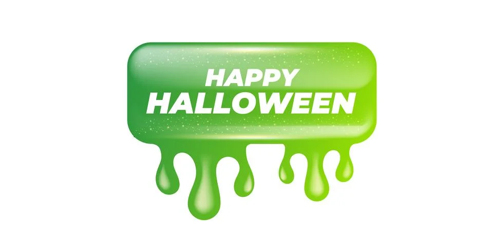 Happy Halloween green web button vector label. Isolated 3D glossy pill Halloween 스톡 일러스트