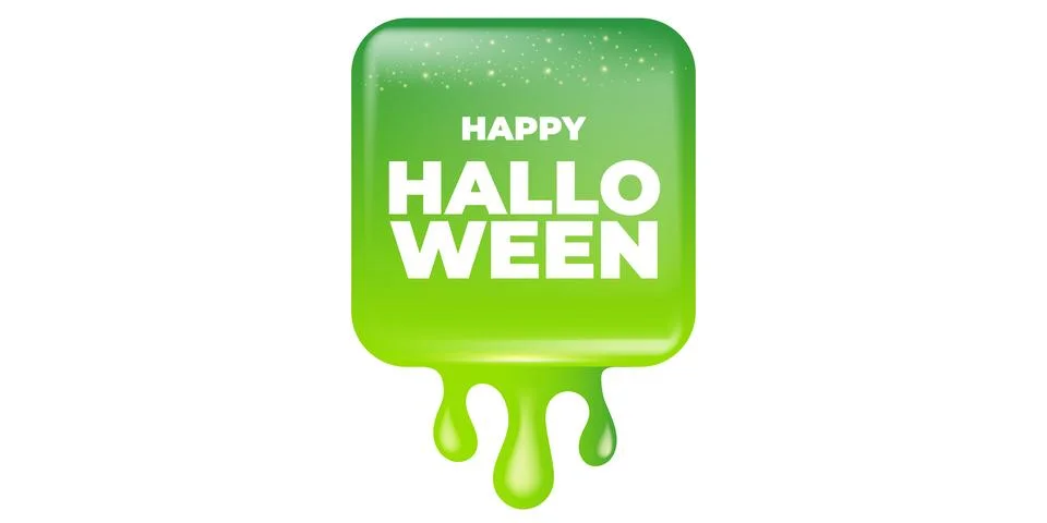 Happy Halloween green web button vector label. Isolated 3D glossy pill Halloween Illustrazione stock