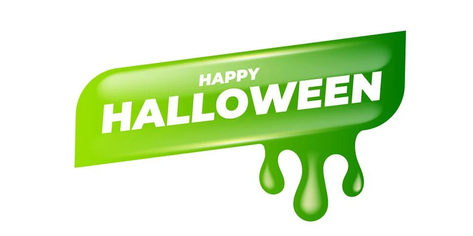 Happy Halloween green web button vector label. Isolated 3D glossy pill Halloween 스톡 일러스트
