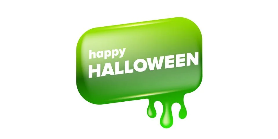 Happy Halloween green web button vector label. Isolated 3D glossy pill Halloween Illustrazione stock