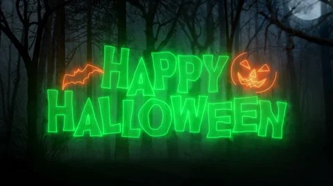 Happy Halloween Loop Animation Dark Forest Stock Footage 68643948