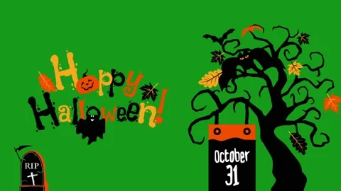 Happy Halloween motion graphics with green screen background Stock Footage 204795021