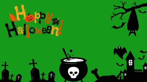 Happy Halloween motion graphics with green screen background Stock Footage 204795085