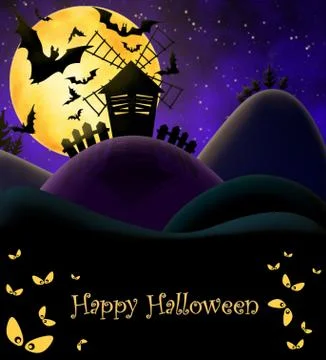 Happy HAlloween Postcard Stock Illustration