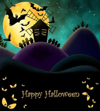 Happy HAlloween Postcard Stock Illustration