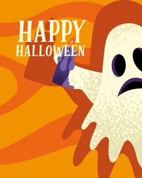 Happy halloween postcard Stock Illustration