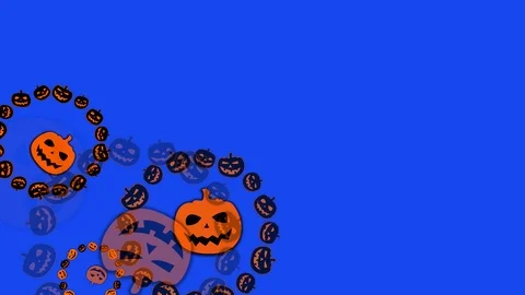 Happy Halloween (pumpkin) - 4K, loop, blue screen Stock Footage 94723992