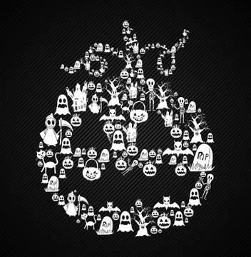 Happy halloween pumpkin shape with elements illustration eps10 file. Illustrazione stock