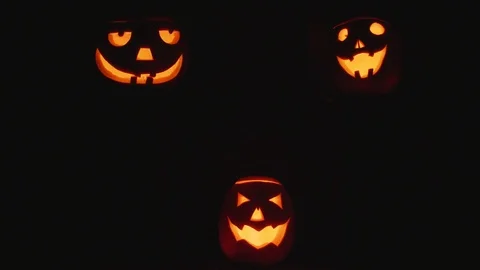 Happy Halloween Pumpkins face Stock Footage 97540147