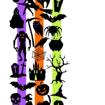 Happy Halloween seamless pattern with celebration items. Stock Illustration