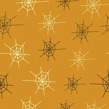 Happy Halloween seamless pattern with cobweb Stock Illustration