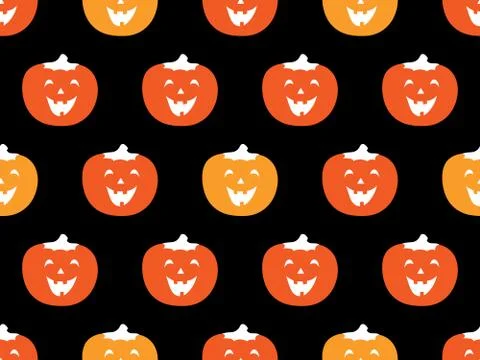 Happy Halloween. Seamless pattern with colorful pumpkins on black background Stock Illustration