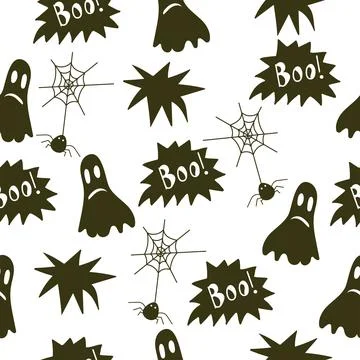 Happy Halloween seamless pattern with ghost Illustrazione stock