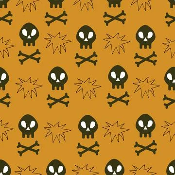 Happy Halloween seamless pattern with skull, bones Stock Illustration