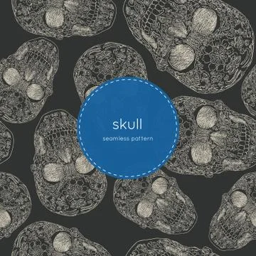 Happy Halloween Skull seamless pattern vector. Stock Illustration
