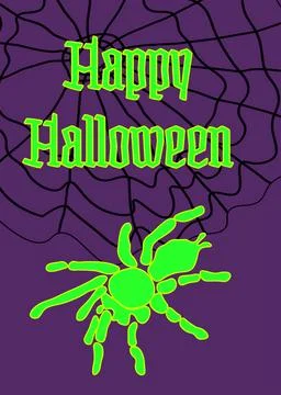 Happy Halloween Spider in web vector Stock Illustration