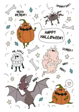 Happy Halloween Stickerlist Stock Illustration