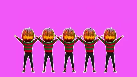 Happy Halloween. Stop motion design, art animation. Dancing man pumpkin head. Stock Footage 161476151