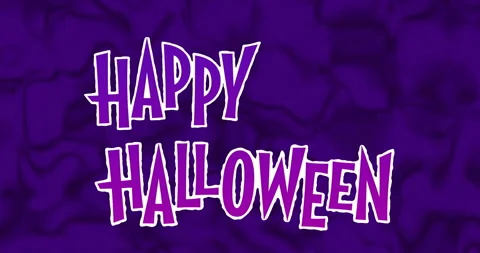 Happy Halloween text animation over purple background with wavy patterns Stock Footage 306272724