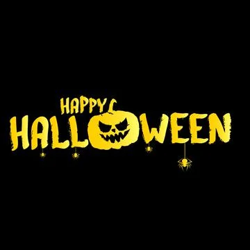 Happy Halloween text Banner or label. Vector halloween calligraphic text label Stock Illustration