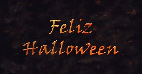 Happy Halloween text dissolving into dust to left Stock Footage 68643988