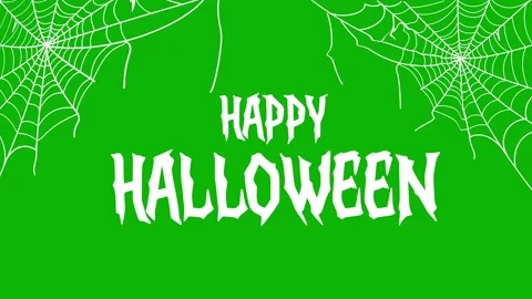 Happy Halloween Text with Draw Spider Webs on Green Screen Animation Stock Footage 346224592