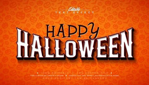 Happy Halloween Text Effect Design Editable Graphic Style with 3d Typography  Stock Illustration