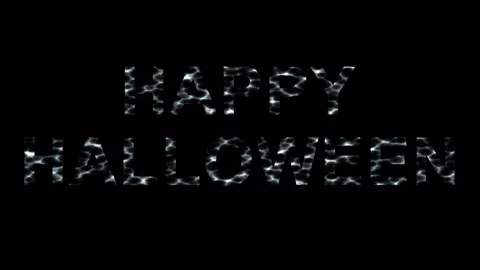 Happy Halloween text with water eaves effect on plain black background Stock Footage 336321340