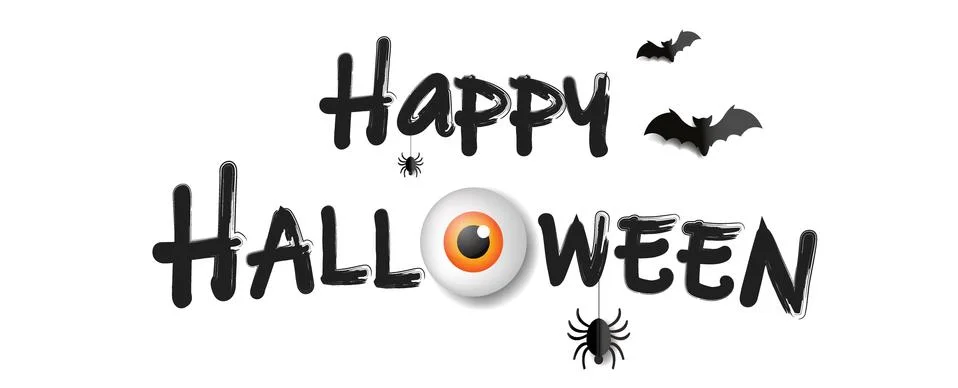 Happy Halloween Text With White Background Stock Illustration