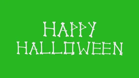 Happy Halloween Typography Bone Frame Green Screen Animation 4K Stock Footage 339852855