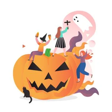 Happy Halloween vector concept for web banner, website page Illustrazione stock