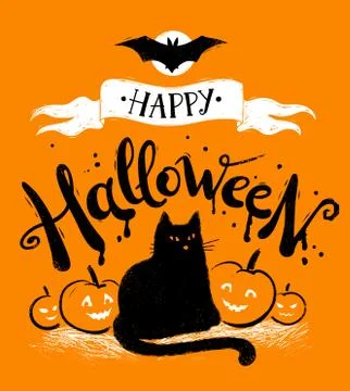 Happy Halloween vector postcard Stock Illustration