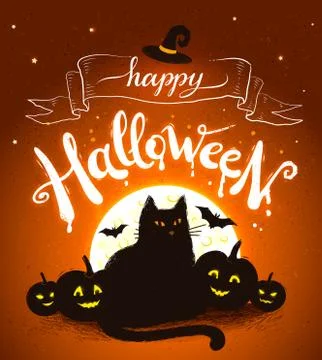 Happy Halloween vector postcard Stock Illustration