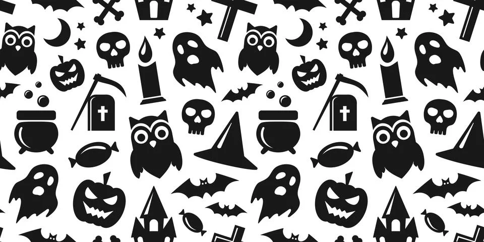 Happy Halloween. Vector seamless pattern Stock Illustration