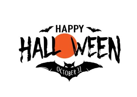 Happy Halloween vector text banner. Silhouette holiday sign background Ilustração Stock
