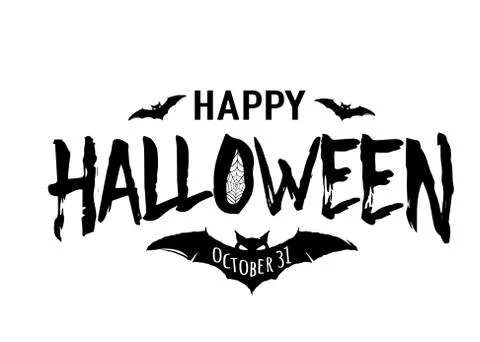 Happy Halloween vector text banner. Silhouette holiday sign background Illustrazione stock