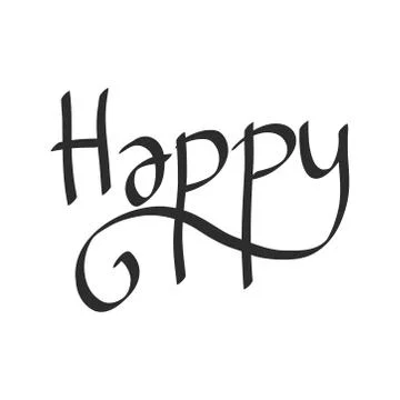 Happy hand drawn text. Stock Illustration