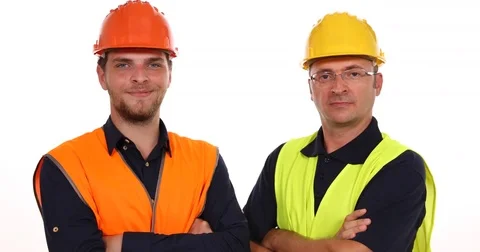 Happy Handsome Engineer Men Looking Camera Presentation Confident Posing Smiling Stock Footage 70649587