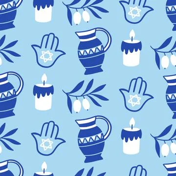 Happy hanukkah seamless pattern Illustrazione stock
