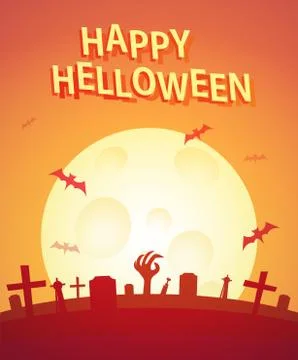 Happy Helloween Poster. Vector invitation Poster with copy space for signing Stock Illustration
