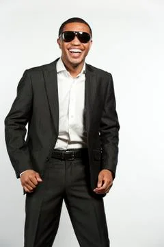 Happy Hip and Trendy Formal Black Male Stock Photos