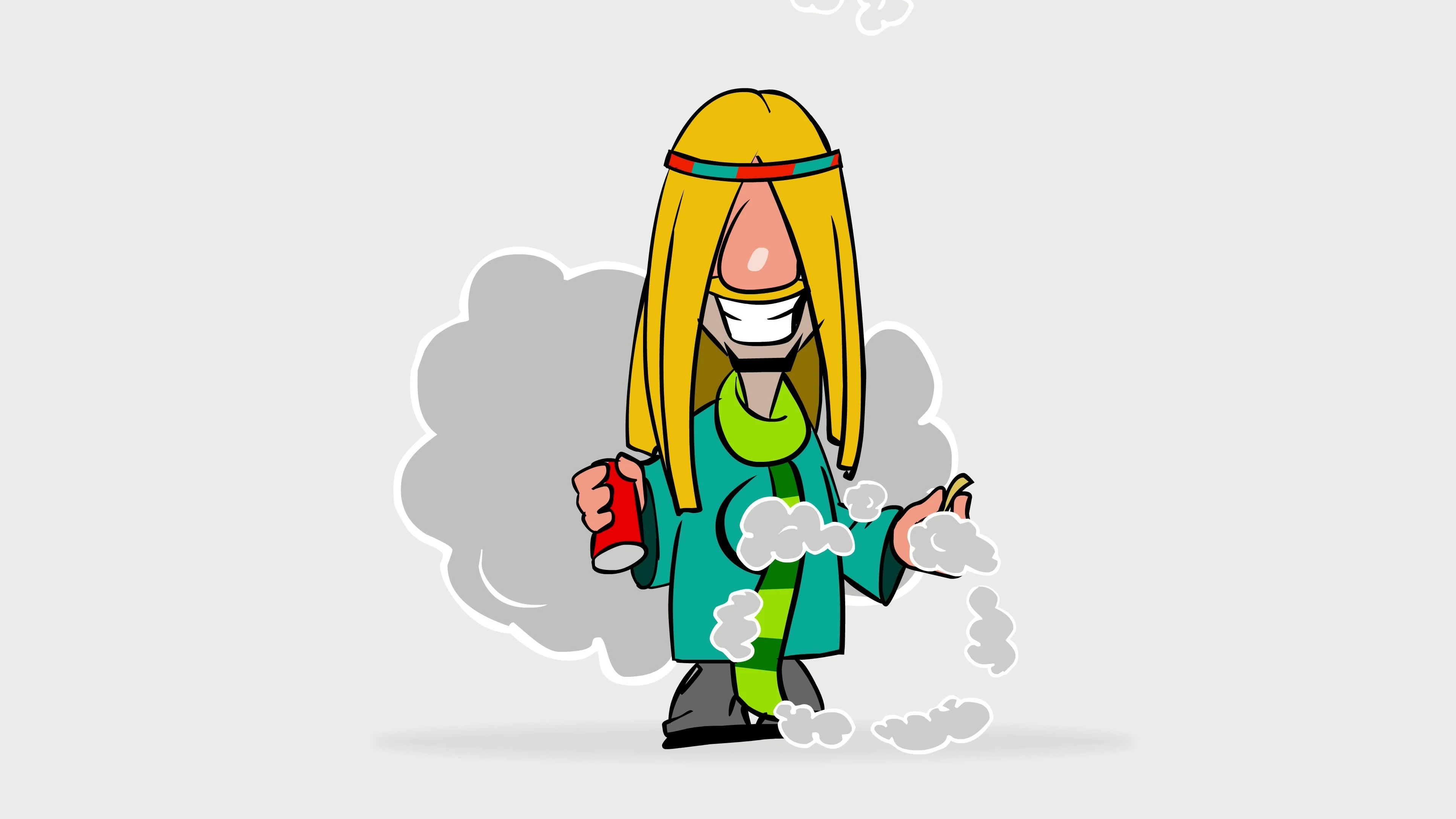 happy hippie man smoking cigarette. Anim... | Stock Video | Pond5