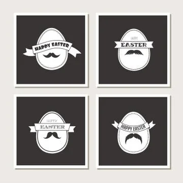 Happy Hipster Easter - set of stylish eggs cards or invitations Illustrazione stock