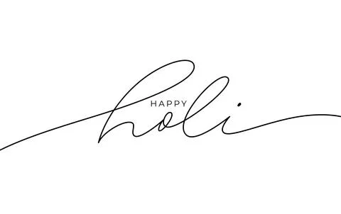 Happy Holi hand drawn vector black lettering. Stock Illustration