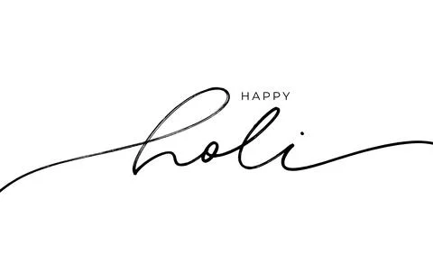 Happy Holi hand drawn vector black lettering. Stock Illustration